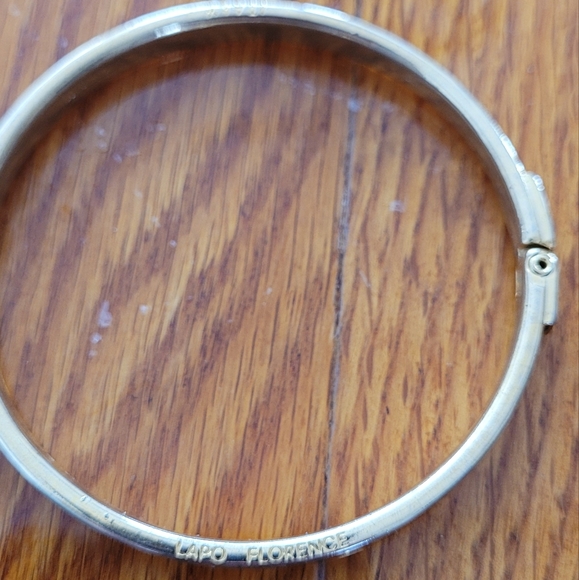 Lapo Florence Vintage Goldtone Chocolate Snake Skin Hinged Bangle Bracelet - Picture 3 of 5